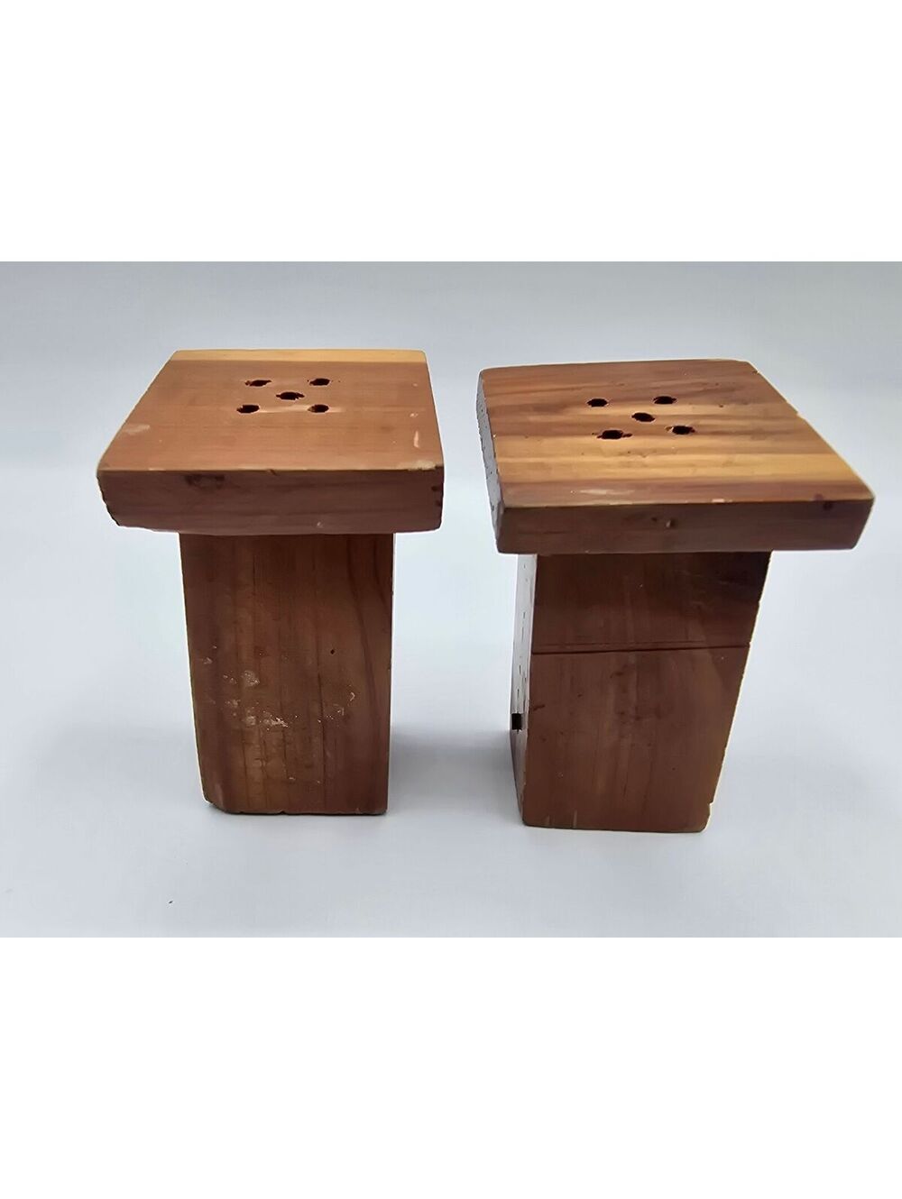 Vintage Hand Crafted Wood Outhouse Salt and Pepper Shakers ( MA & PA)
